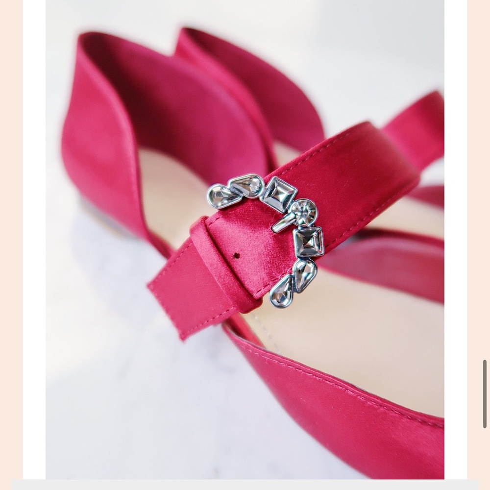 Zara Women’s Burgundy Satin Flats / zero heels , Size 38